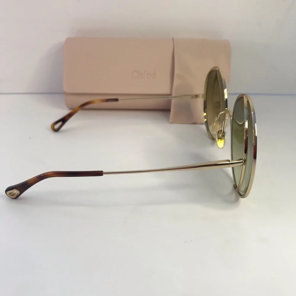 New Authentic Chloe Gold & Green Round Sunglasses HANAH COLLECTION
